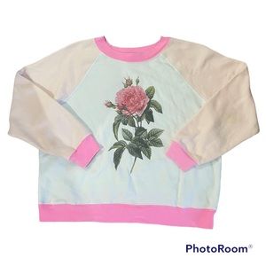 Rare Wildfox colorblock pastel floral print crewneck sweatshirt